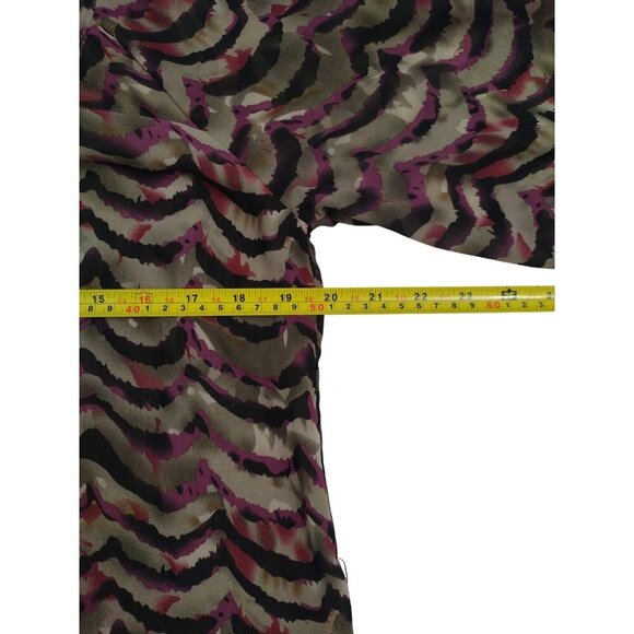 Daniel Rainn Womens Sheer Multicolor Printed Tunic Blouse With 3/4 Sleeves (M) - Picture 8 of 9